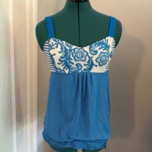 Lululemon Blue/Turquoise Floral Tank with open side - Sz 8